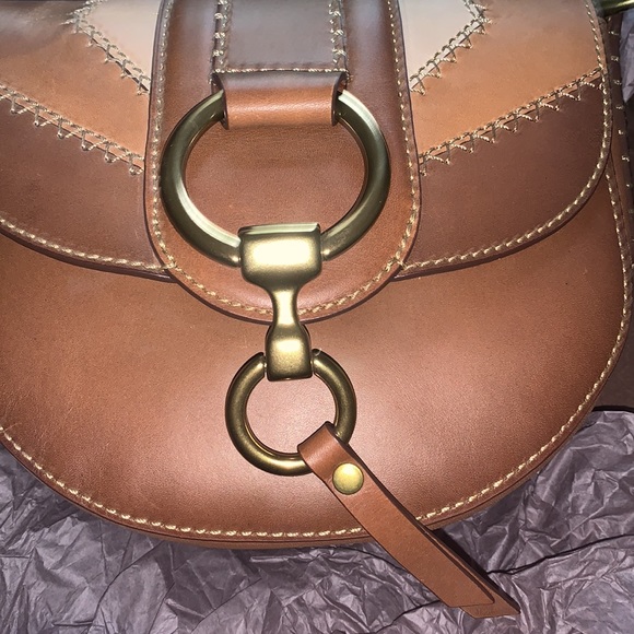 NWT new Frye Ilana Color Block Crossbody in Cognac - Picture 9 of 11